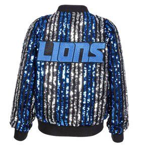 BNT Detroit Lions Two Tone Sequin Embellished Bomber Jacket